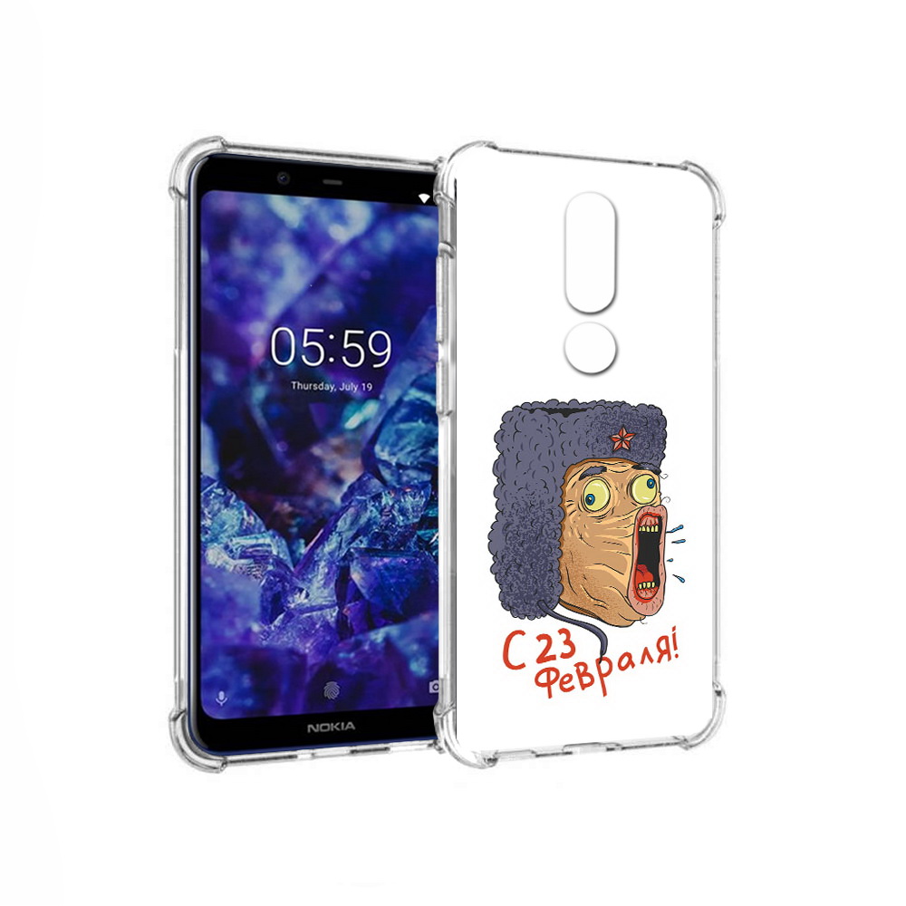 

Чехол MyPads Tocco для Nokia 5.1 Plus 23 февраля смешная эмоция (PT119548.120.15), Прозрачный, Tocco
