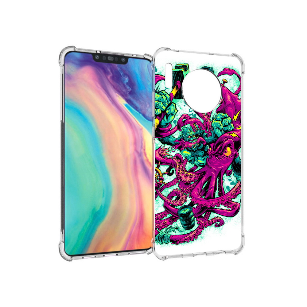 

Чехол MyPads Tocco для Huawei Mate 30 фиолетовый кракен, Прозрачный, Tocco