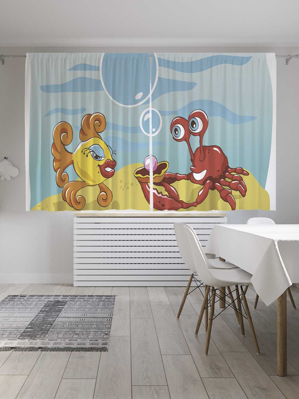 фото Классические шторы joyarty "подводное признание", серия oxford delux, 2 полотна 145x180 см
