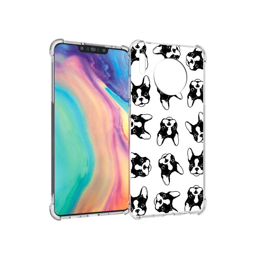 

Чехол MyPads Tocco для Huawei Mate 30 черно белые собачки, Прозрачный, Tocco