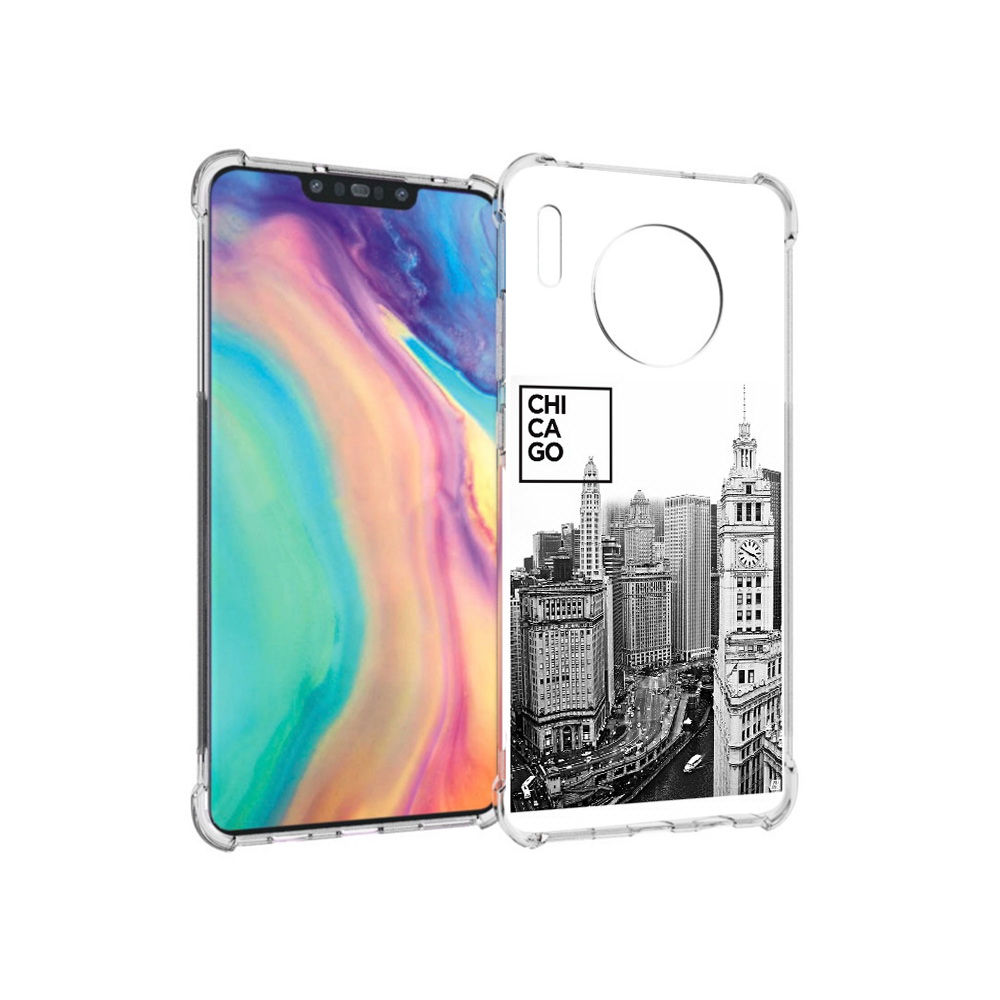 

Чехол MyPads Tocco для Huawei Mate 30 черно белый чикаго, Прозрачный, Tocco