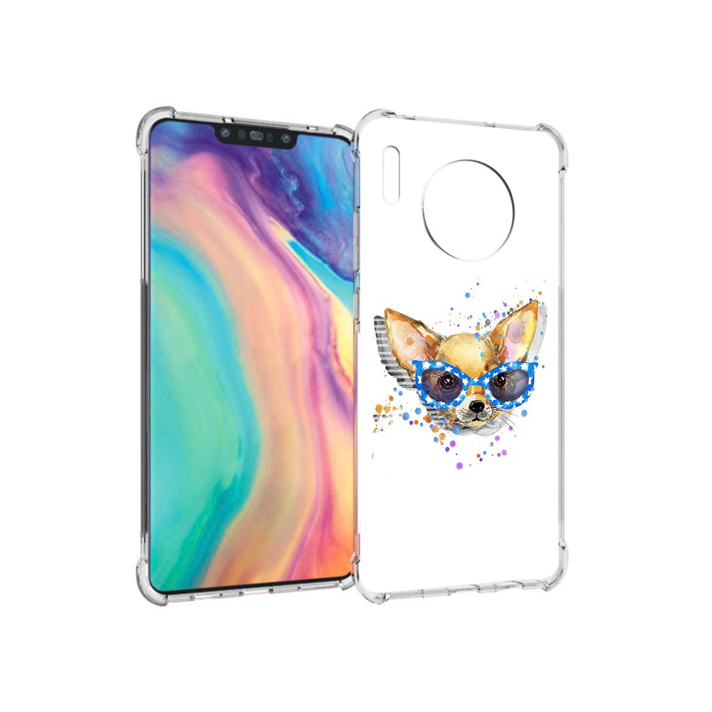 

Чехол MyPads Tocco для Huawei Mate 30 чихуа-хуа в очках, Прозрачный, Tocco