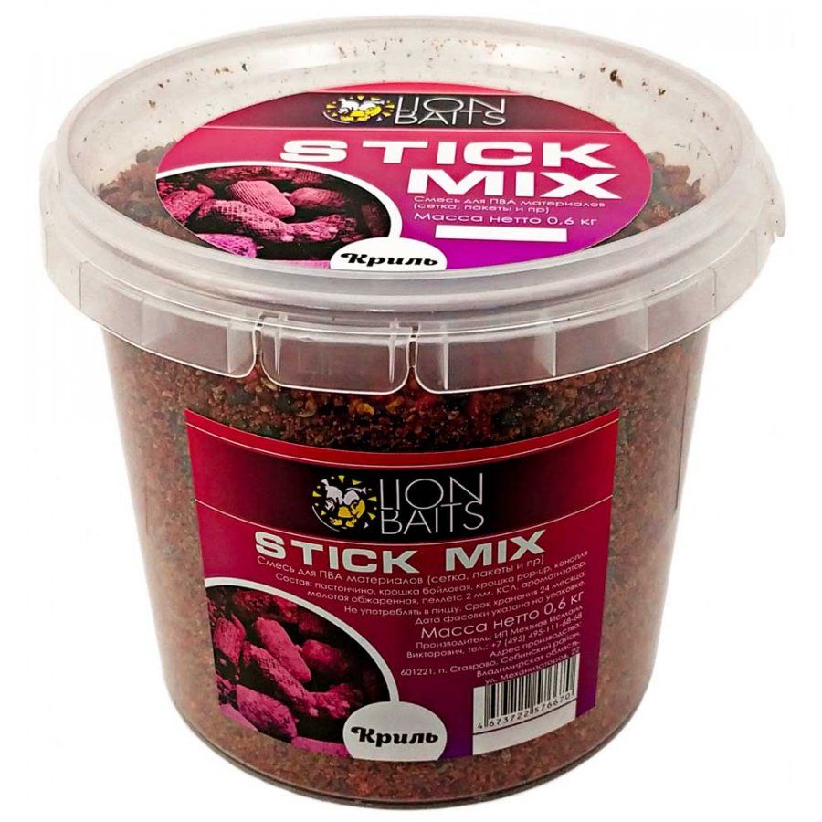 

Прикормка LION BAITS (Микс для ПВА) Stick mix Криль 600гр