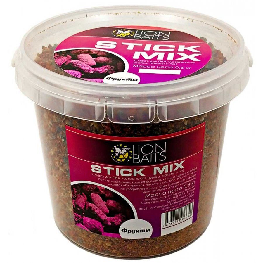 

Прикормка LION BAITS (Микс для ПВА) Stick mix Фрукты 600гр