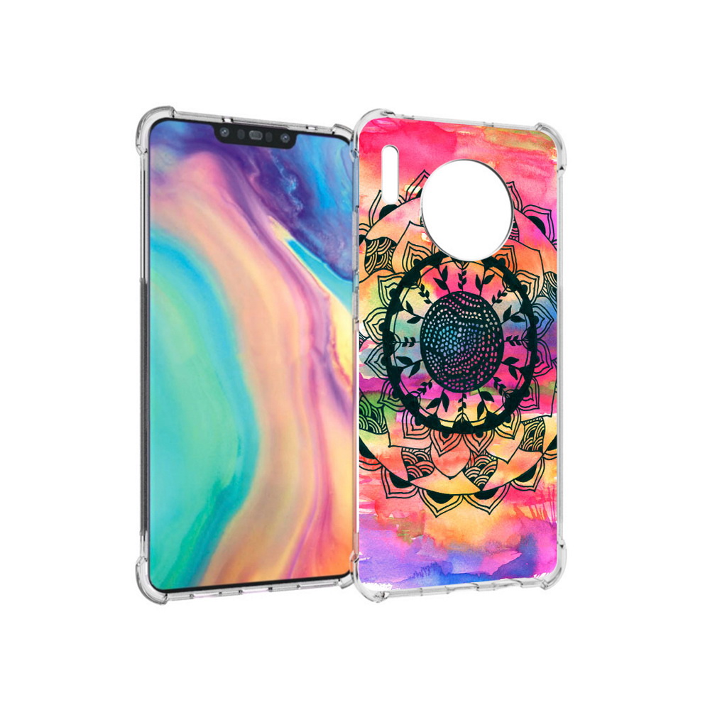 

Чехол MyPads Tocco для Huawei Mate 30 яркая абстракция круглый цветок, Прозрачный, Tocco