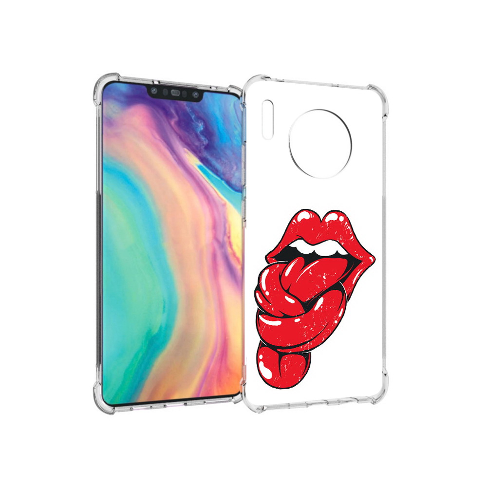 

Чехол MyPads Tocco для Huawei Mate 30 яркие губы с языком, Прозрачный, Tocco