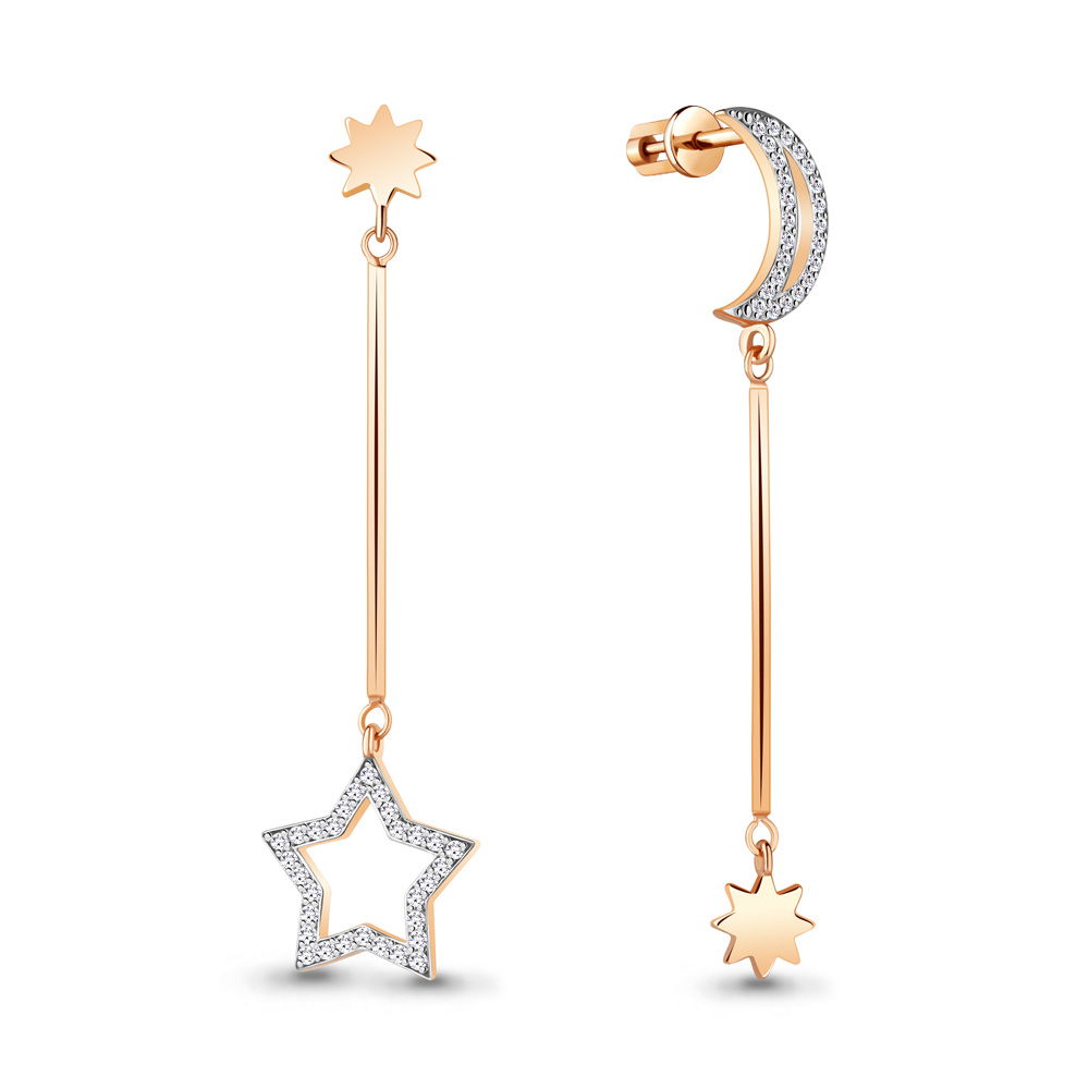 

Серьги подвески из серебра с фианитом Aquamarine 48752А_925_з, 48752А_925_з