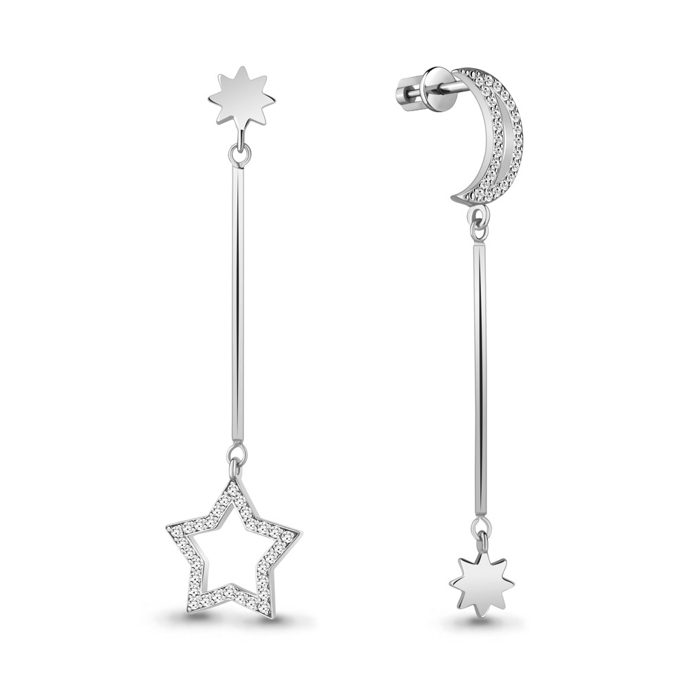 

Серьги подвески из серебра с фианитом Aquamarine 48752А_925_р, 48752А_925_р