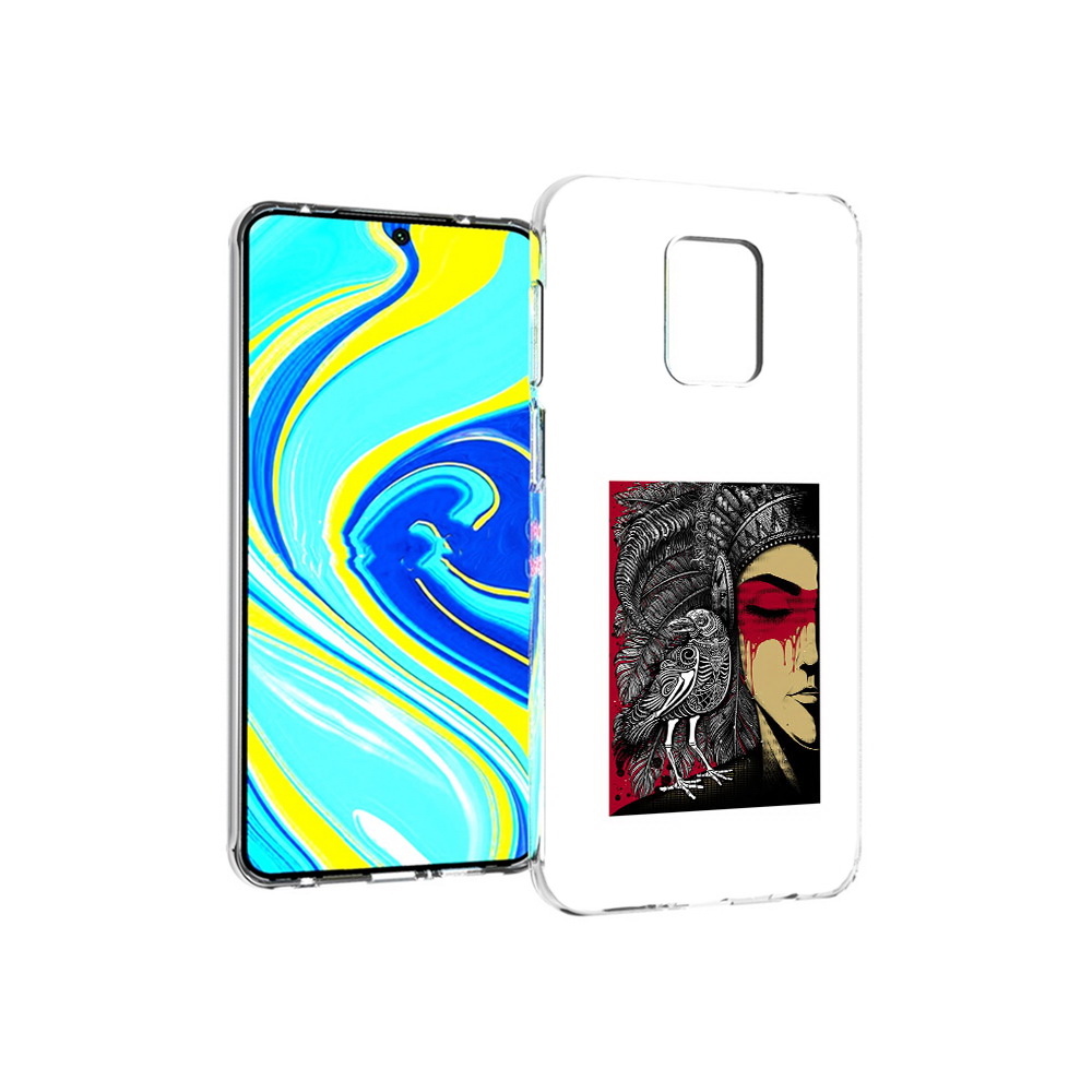 

Чехол MyPads Tocco для Xiaomi Redmi Note 9 Pro девушка с вороном в абстракции, Прозрачный, Tocco