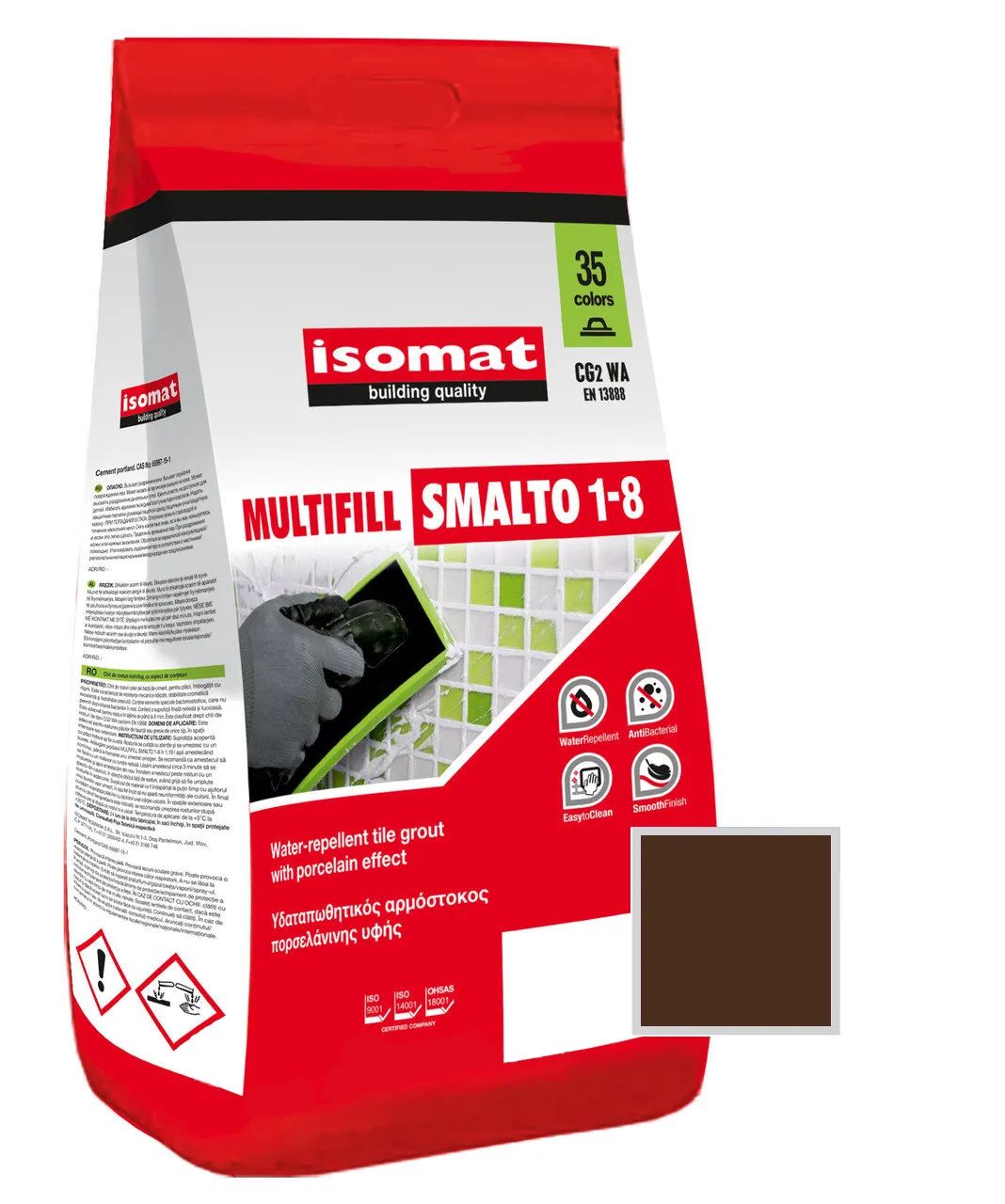 Затирка полимерцементная ISOMAT MULTIFILL SMALTO 1-8 № 08 Коричневый 2кг 51150802 сумка мешок на молнии коричневый