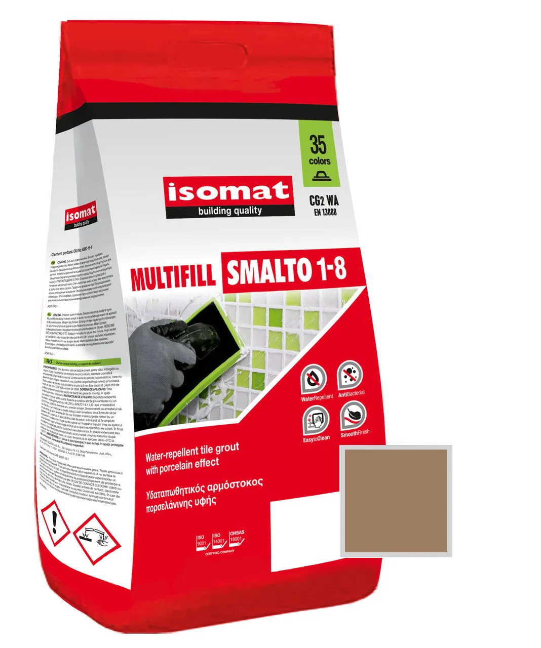 фото Затирка полимерцементная isomat multifill smalto 1-8 № 09 светло-коричневый 2кг 51150902