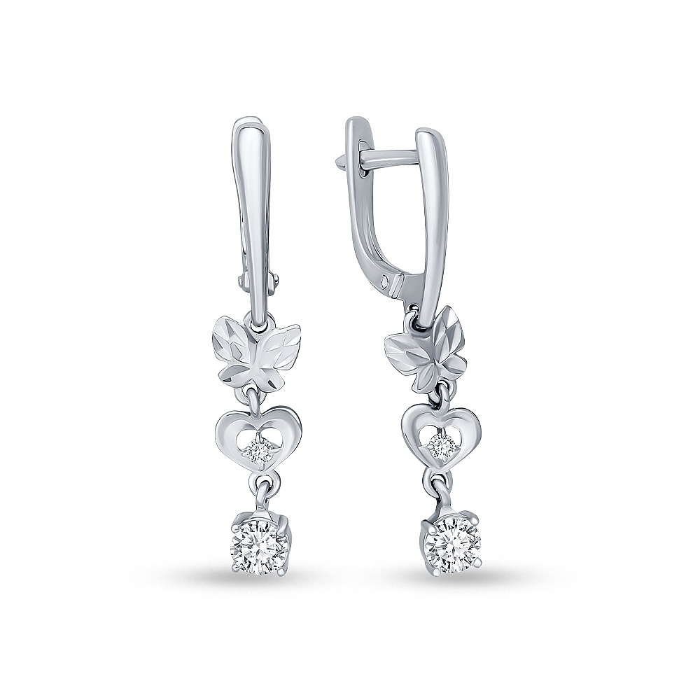 

Серьги подвески из серебра 585Gold 702010548, фианит, 702010548