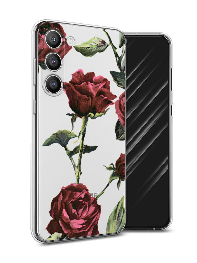 

Чехол Awog на Samsung Galaxy S23 Plus 5G "Бордовые розы фон", Красный, 2107450-8