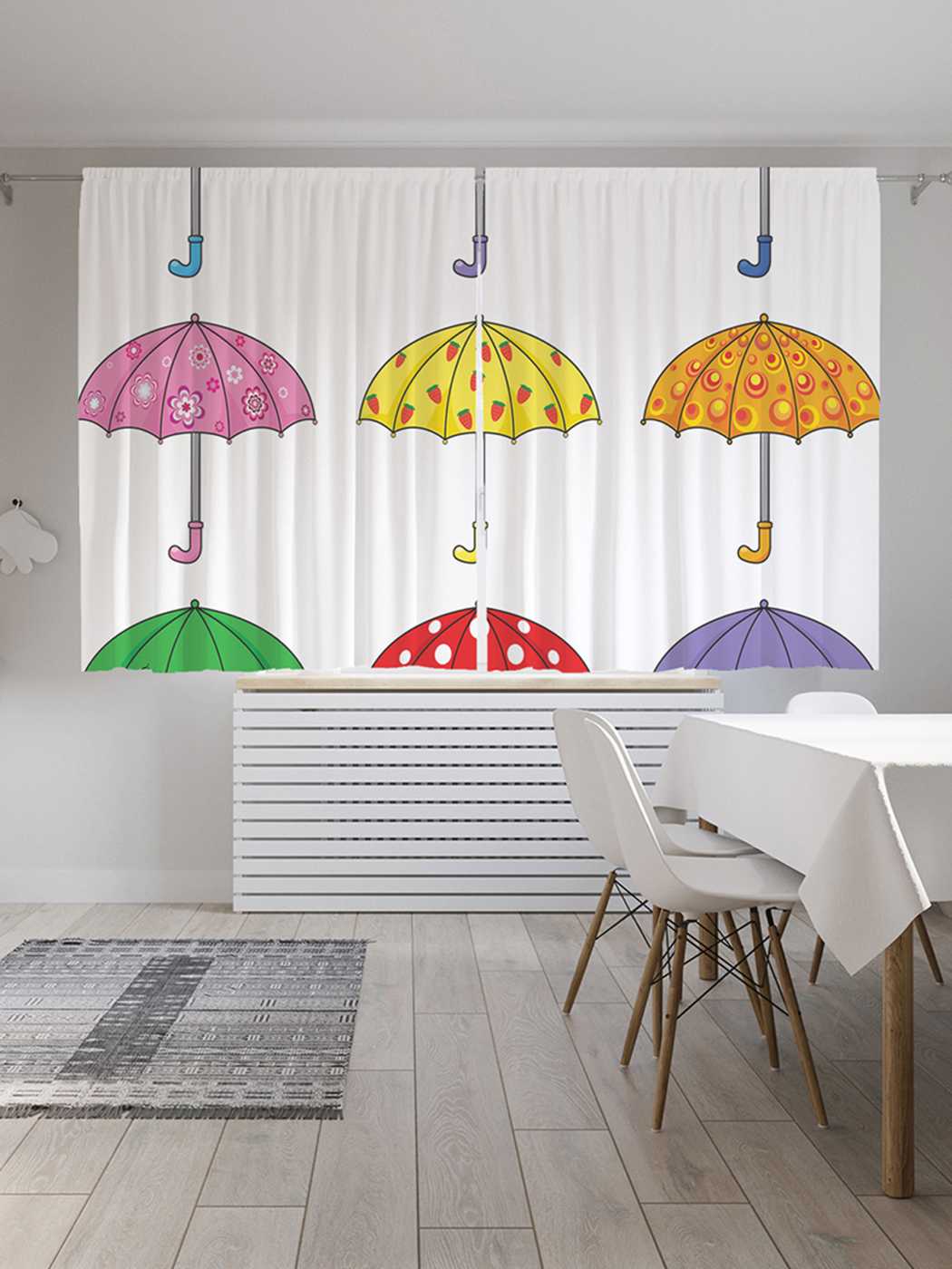 

Шторы с фотопечатью JoyArty "Украшенные зонты" из сатена, 290х180 см, Украшенные зонты