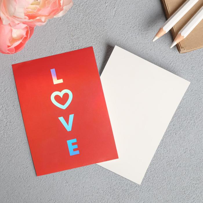 

Открытка-валентинка с голографией Love, 7,5 х 10 см, 14 Февраля