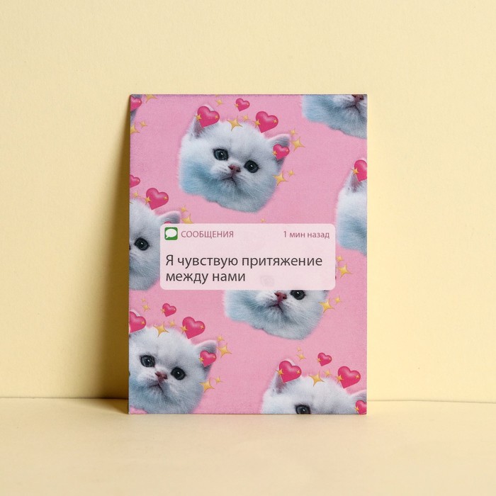 

Открытка-комплимент «Сообщение», коты, 8 × 6 см, Коллекция упаковки "ПрЕколы"