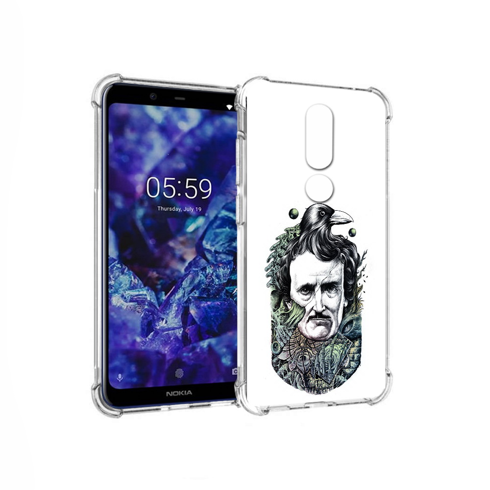 

Чехол MyPads Tocco для Nokia 5.1 Plus Эдгар Аллан с вороном (PT119548.120.203), Прозрачный, Tocco
