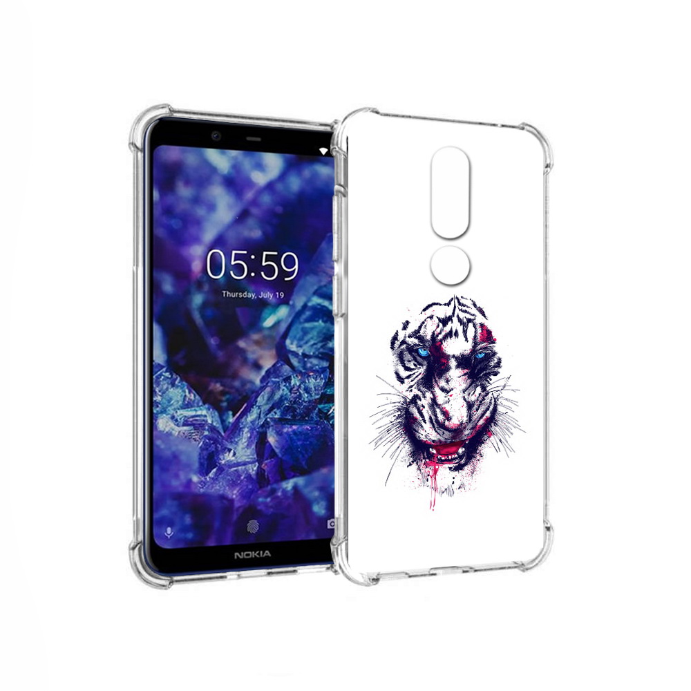 

Чехол MyPads Tocco для Nokia 5.1 Plus безумный тигр (PT119548.120.228), Прозрачный, Tocco