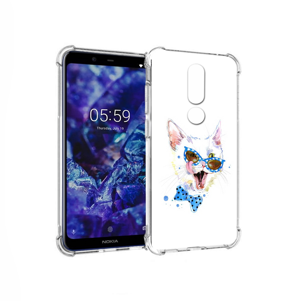 

Чехол MyPads Tocco для Nokia 5.1 Plus белый кот (PT119548.120.229), Прозрачный, Tocco