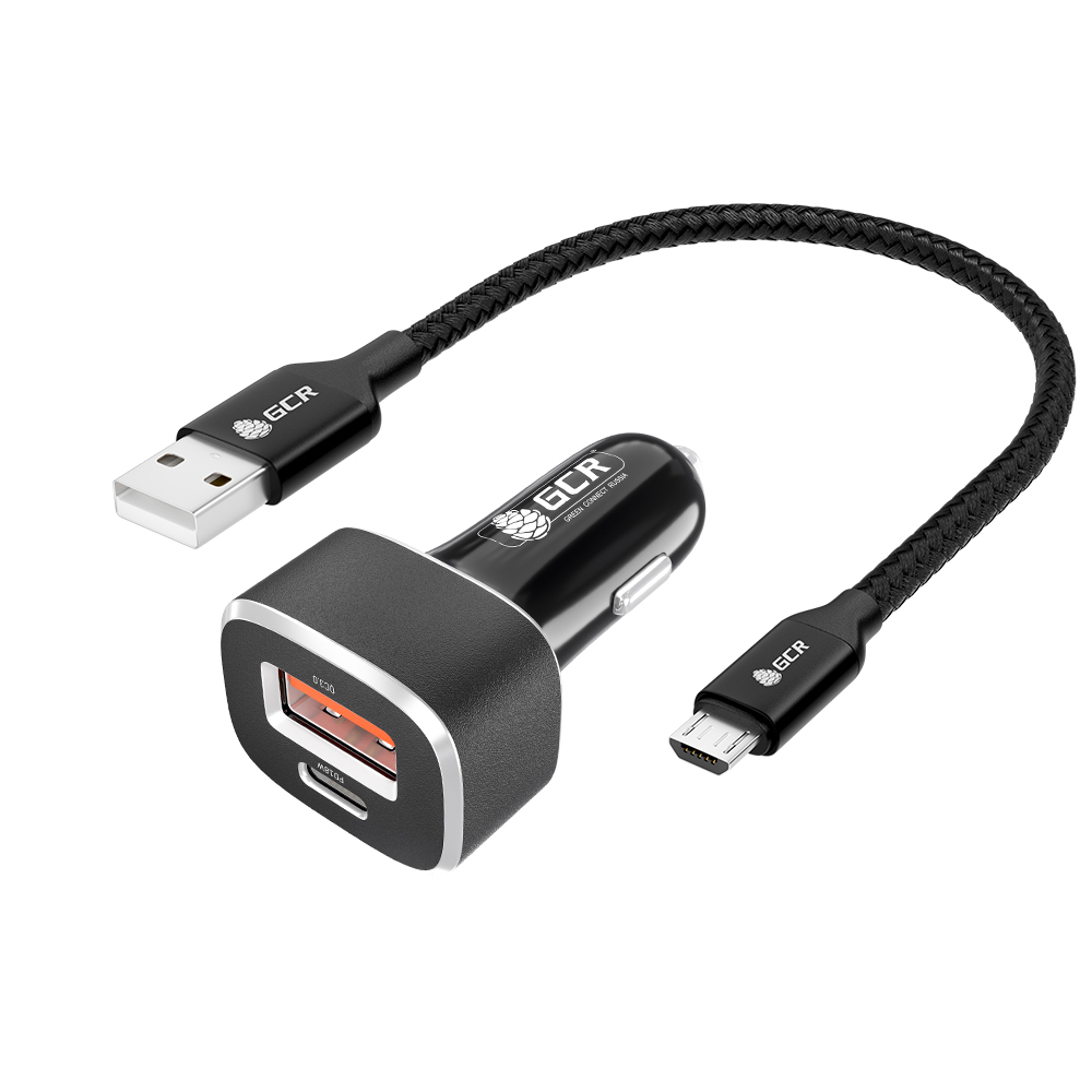 Комплект АЗУ на 2 USB порта TypeА+TypeC для быстрой зарядки + кабель MicroUSB GCR-53592