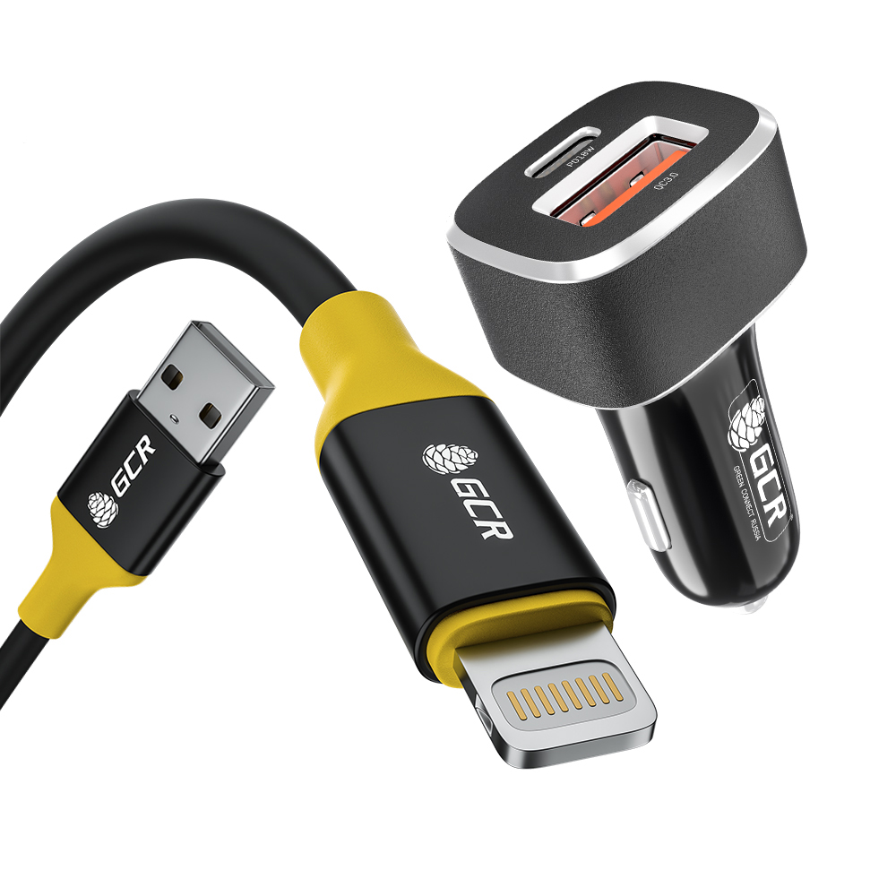 

Комплект АЗУ на 2 USB порта TypeA+TypeC для быстрой зарядки + кабель Lightning GCR-53588, UP-528AT