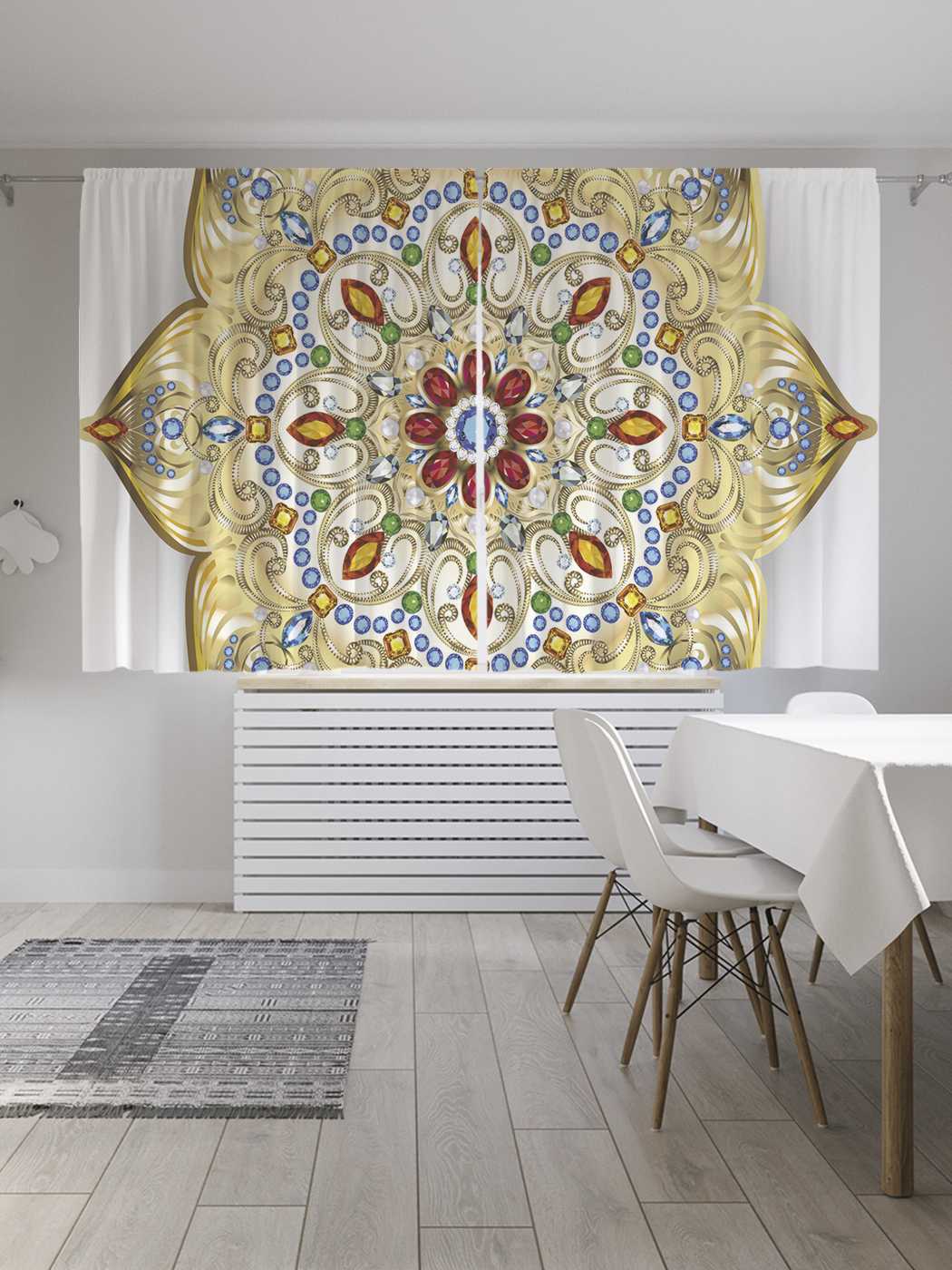 

Классические шторы JoyArty "Восточный цветок с узорами", Oxford DeLux, 2 полотна 145x180, Восточный цветок с узорами