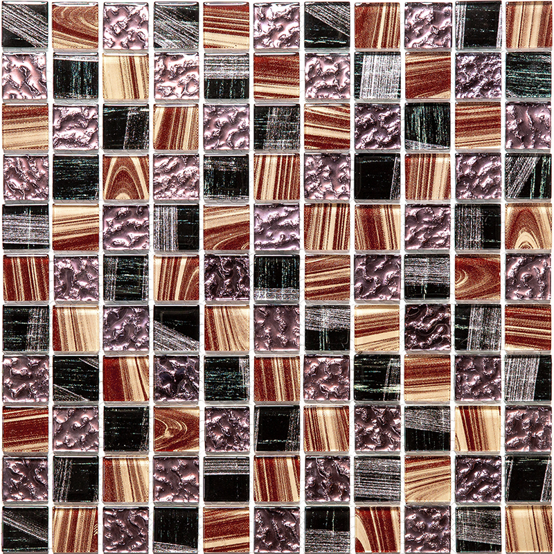 фото Стеклянная мозаика natural flash коричневый черный квадрат 5bd-091