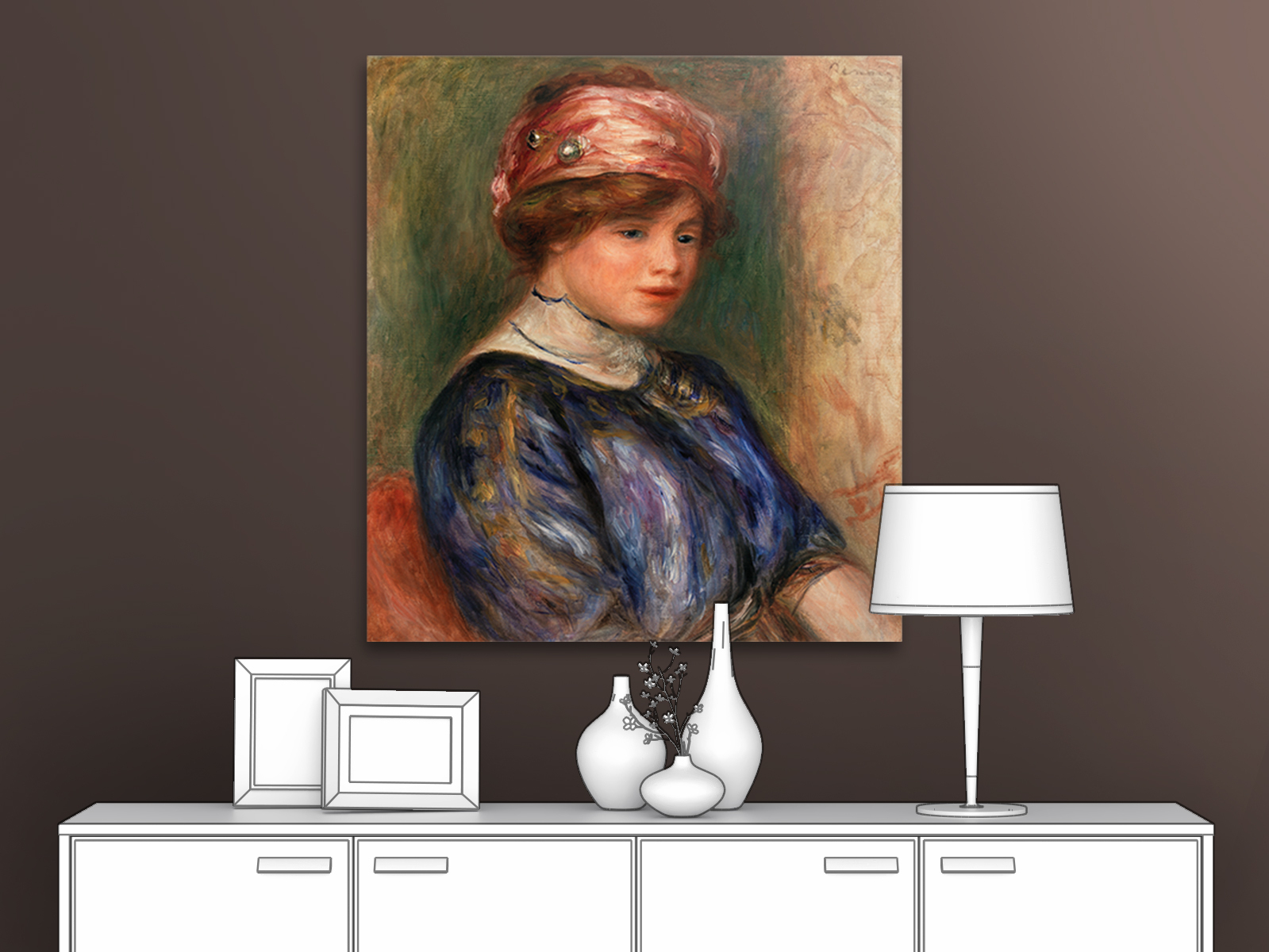 

Картина на холсте репродукция Огюста Ренуара "Молодая женщина в синей блузе" 60х67 см, Молодая женщина в синей блузе