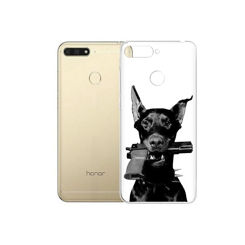 

Чехол MyPads Tocco для Huawei 7C доберман с пистолетом (PT111175.61.331), Прозрачный, Tocco