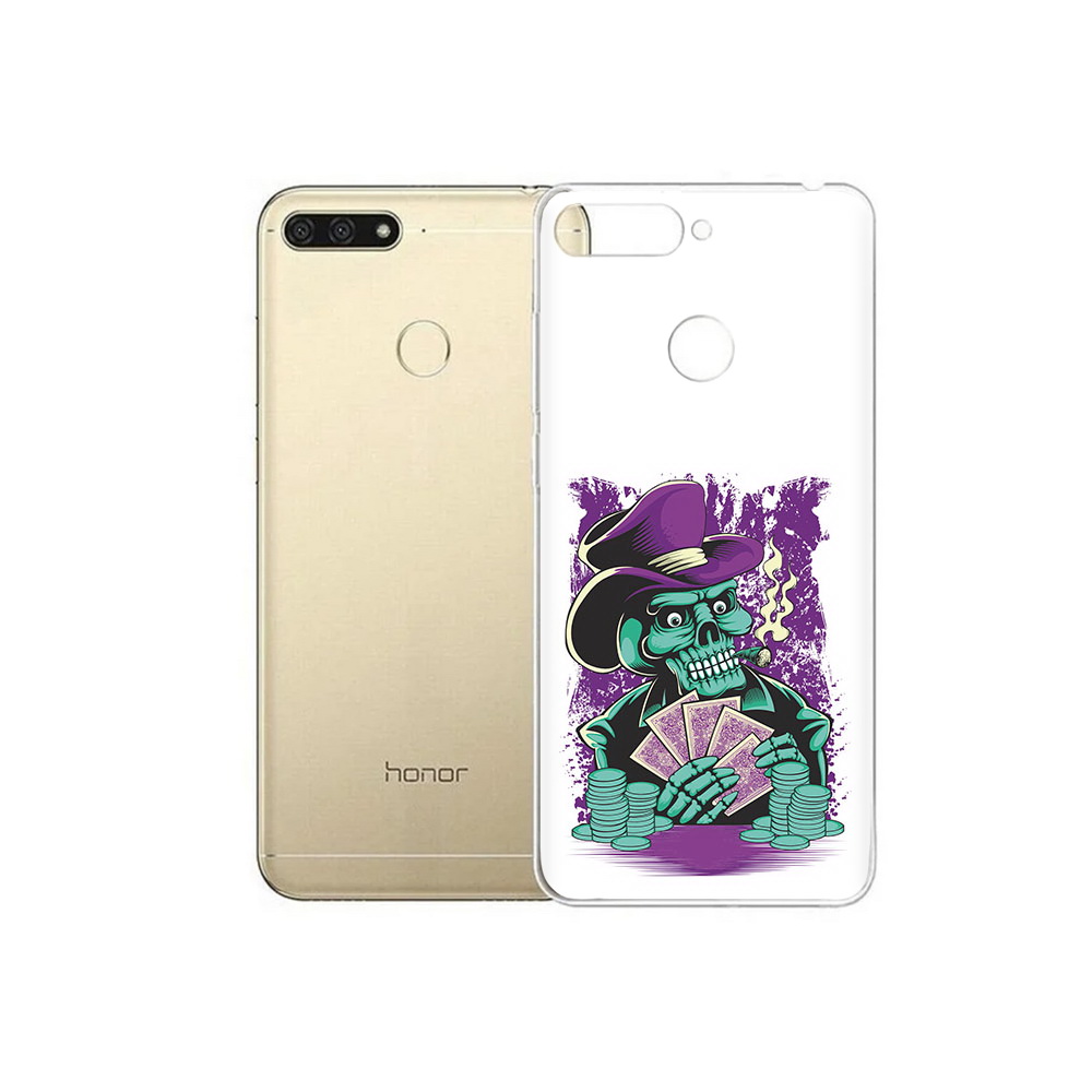 

Чехол MyPads Tocco для Huawei 7C зеленый череп с картами (PT111175.61.361), Прозрачный, Tocco