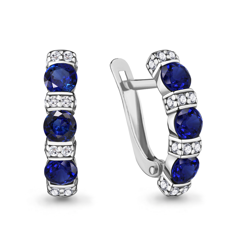 

Серьги из серебра с фианитом/сапфиром искусственным Aquamarine 48826АБ_925_р, 48826АБ_925_р