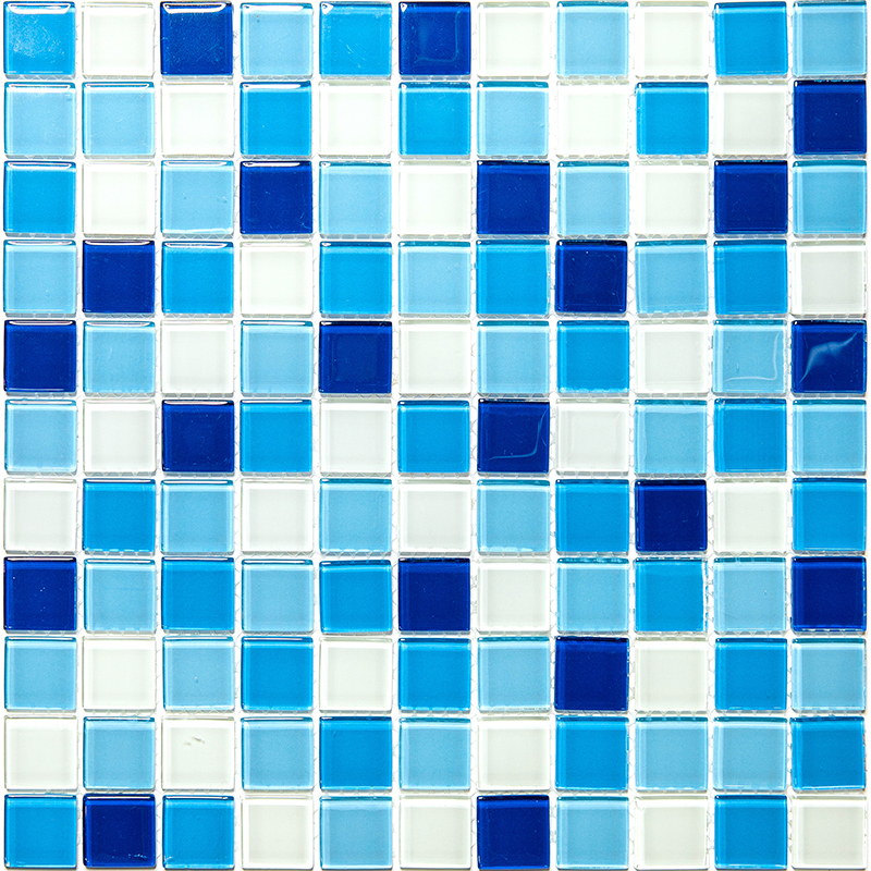 фото Мозаика из стекла natural color palette белый голубой синий cpm-219-5