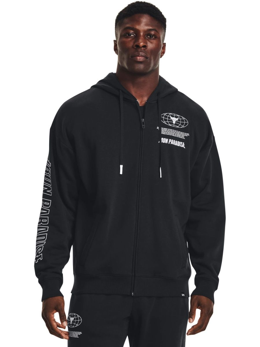 Худи мужская Under Armour Pjt Rock Rival Fleece Disrupt FZ, черный, L