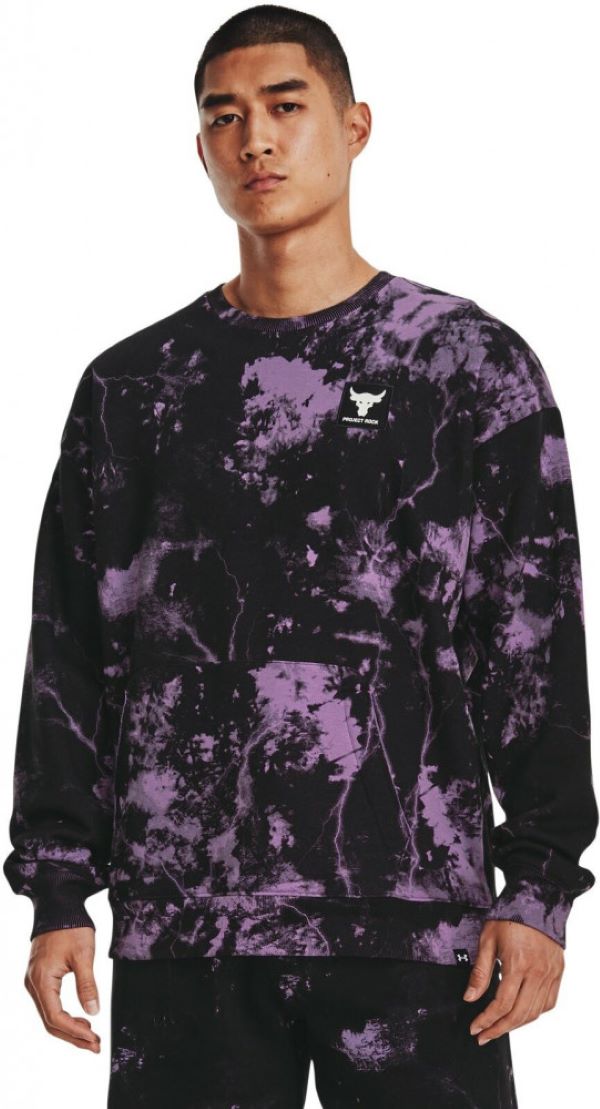 Свитшот мужской Under Armour Pjt Rock Rival Fleece Disrupt Prt Crw, фиолетовый, XL