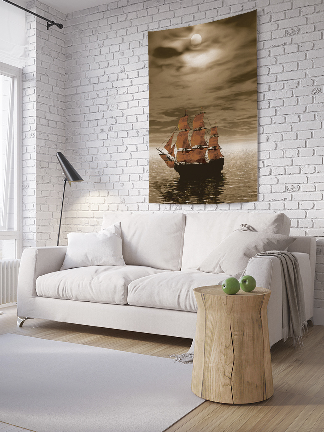 

Вертикальное фотопанно на стену JoyArty Парусник при луне 150x200 см, Парусник при луне