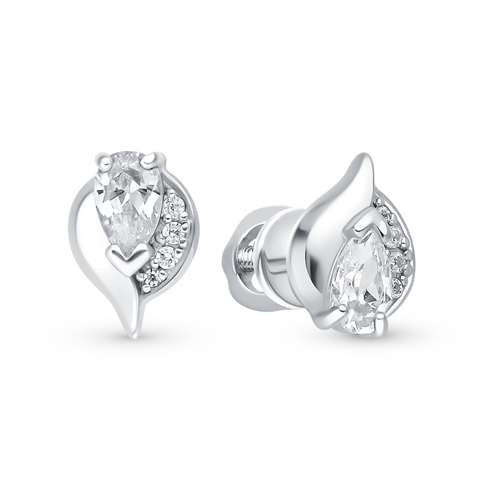 

Серьги пусеты из серебра 585Gold 702010623, фианит, 702010623