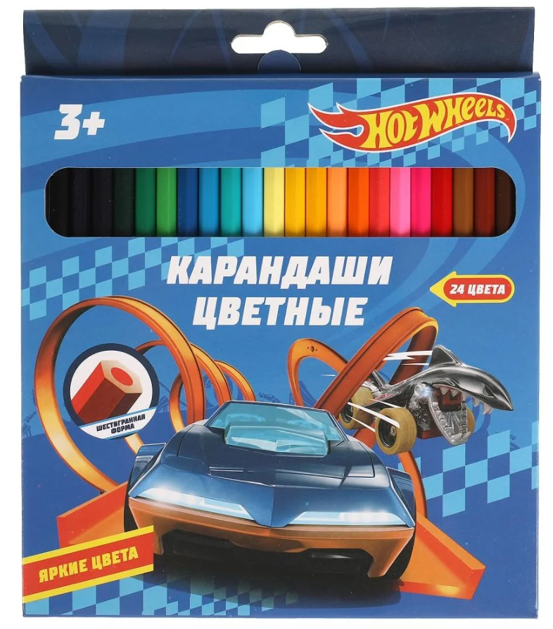 

Цветные карандаши ХОТ ВИЛС 24цв, шестигран Умка в кор.20*6шт, Разноцветные