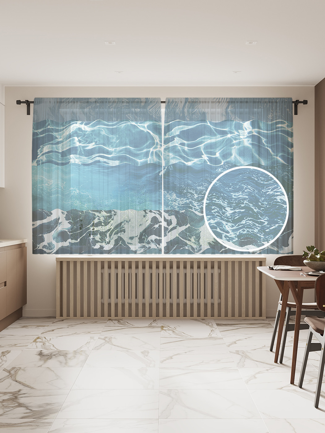 

Фототюль JoyArty "Обворожительные волны" 145x180см, 2 полотна, лента, 50 крючков, Обворожительные волны