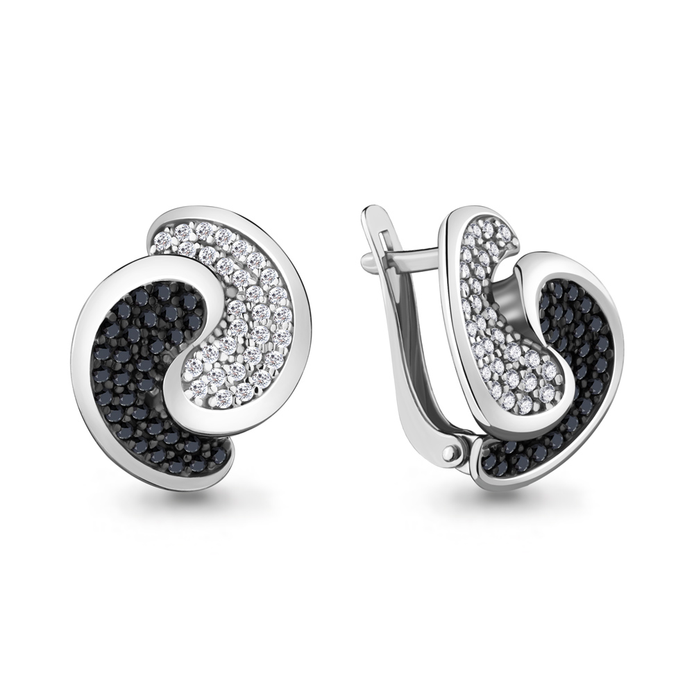 

Серьги из серебра с фианитом/кристаллом ювелирным Aquamarine 48854АЧ_925_р, 48854АЧ_925_р