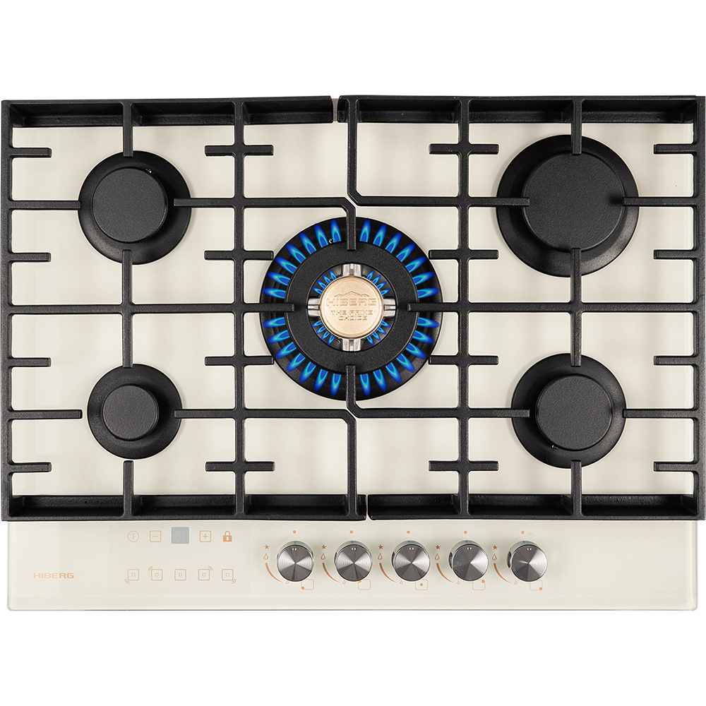 Встраиваемая варочная панель газовая Hiberg VM 7155 Y бежевый