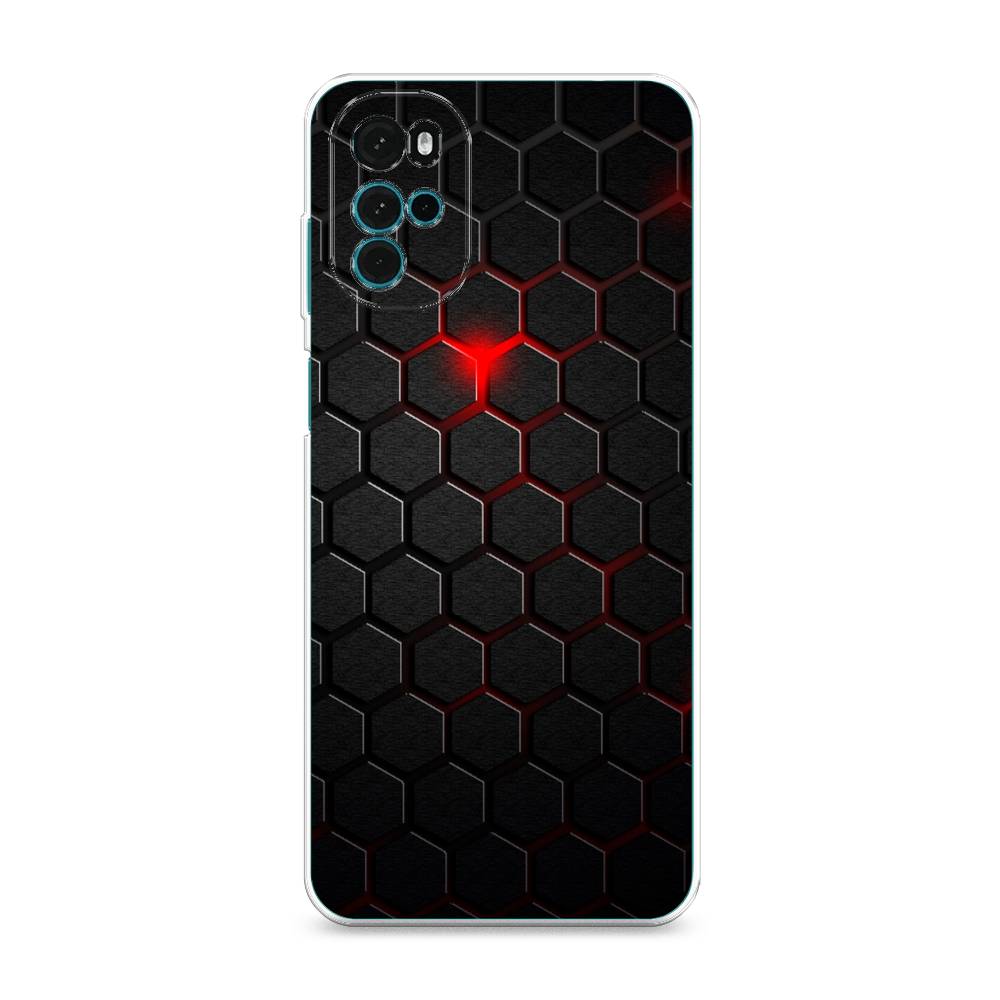 фото Силиконовый чехол "фон соты красные" на motorola moto g22 awog