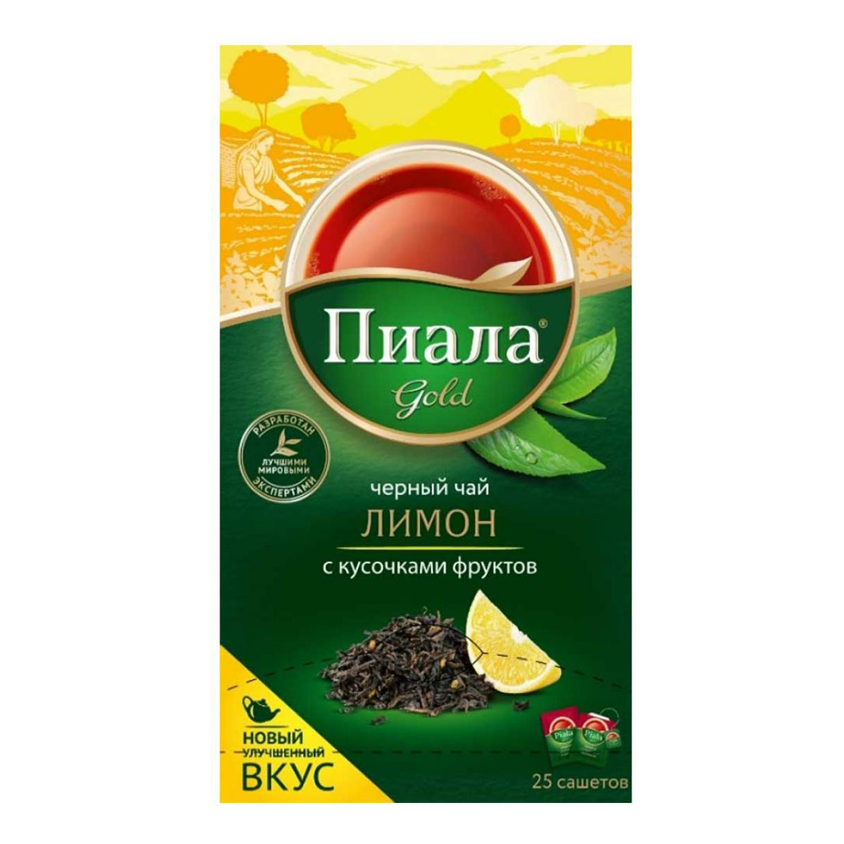 

Чай черный Пиала Gold с лимоном в пакетиках 1,5 г x 25 шт