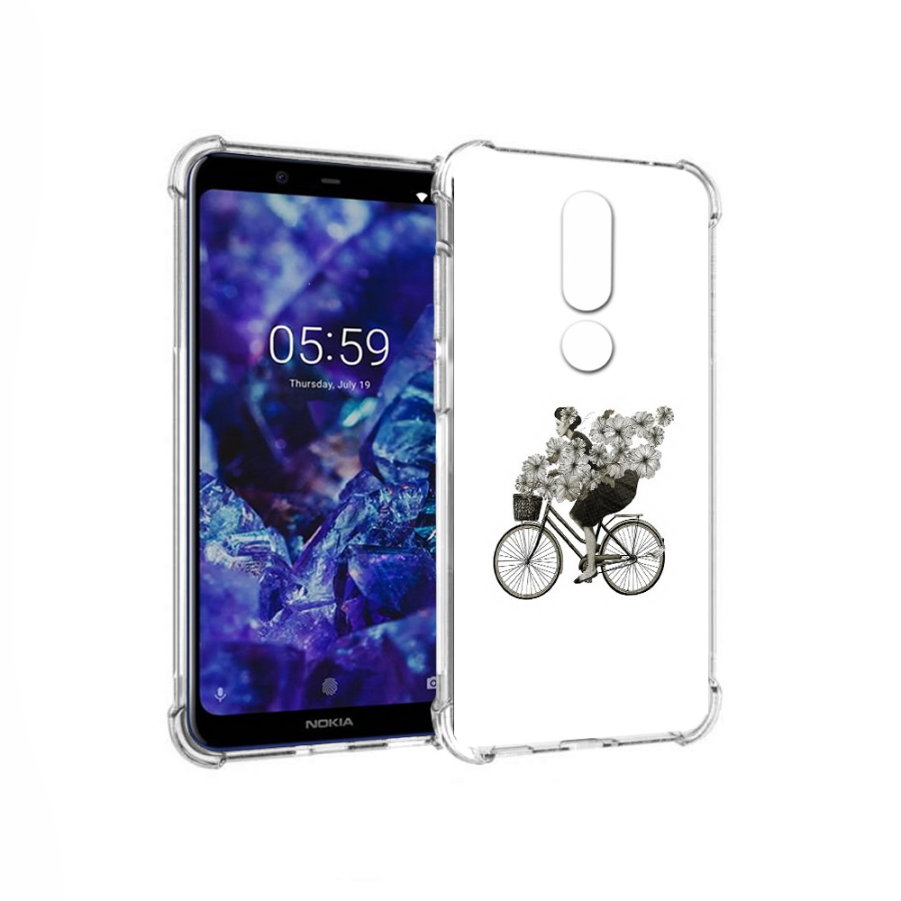 Чехол MyPads Tocco для Nokia 5.1 Plus девушка на велосипеде с цветами (PT119548.120.307)