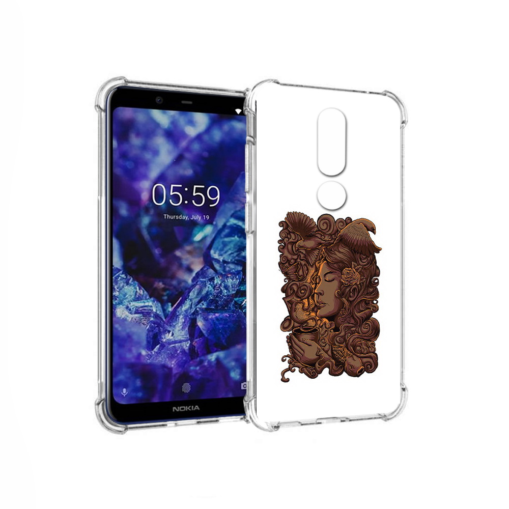 

Чехол MyPads Tocco для Nokia 5.1 Plus девушка с длинными волосами абстракция, Прозрачный, Tocco