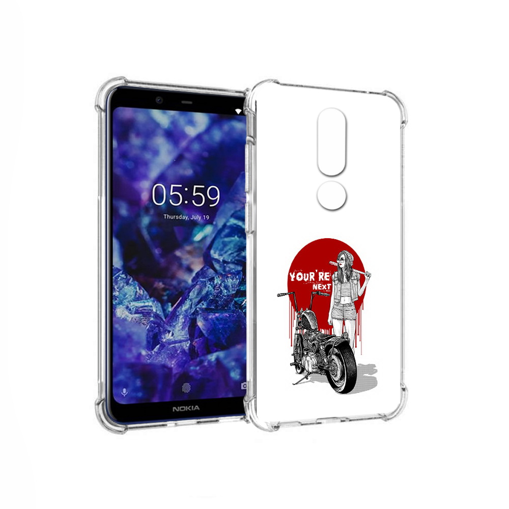 

Чехол MyPads Tocco для Nokia 5.1 Plus девушка с мотоциклом (PT119548.120.315), Прозрачный, Tocco