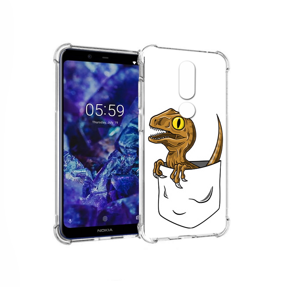 

Чехол MyPads Tocco для Nokia 5.1 Plus динозавр в кармане (PT119548.120.327), Прозрачный, Tocco