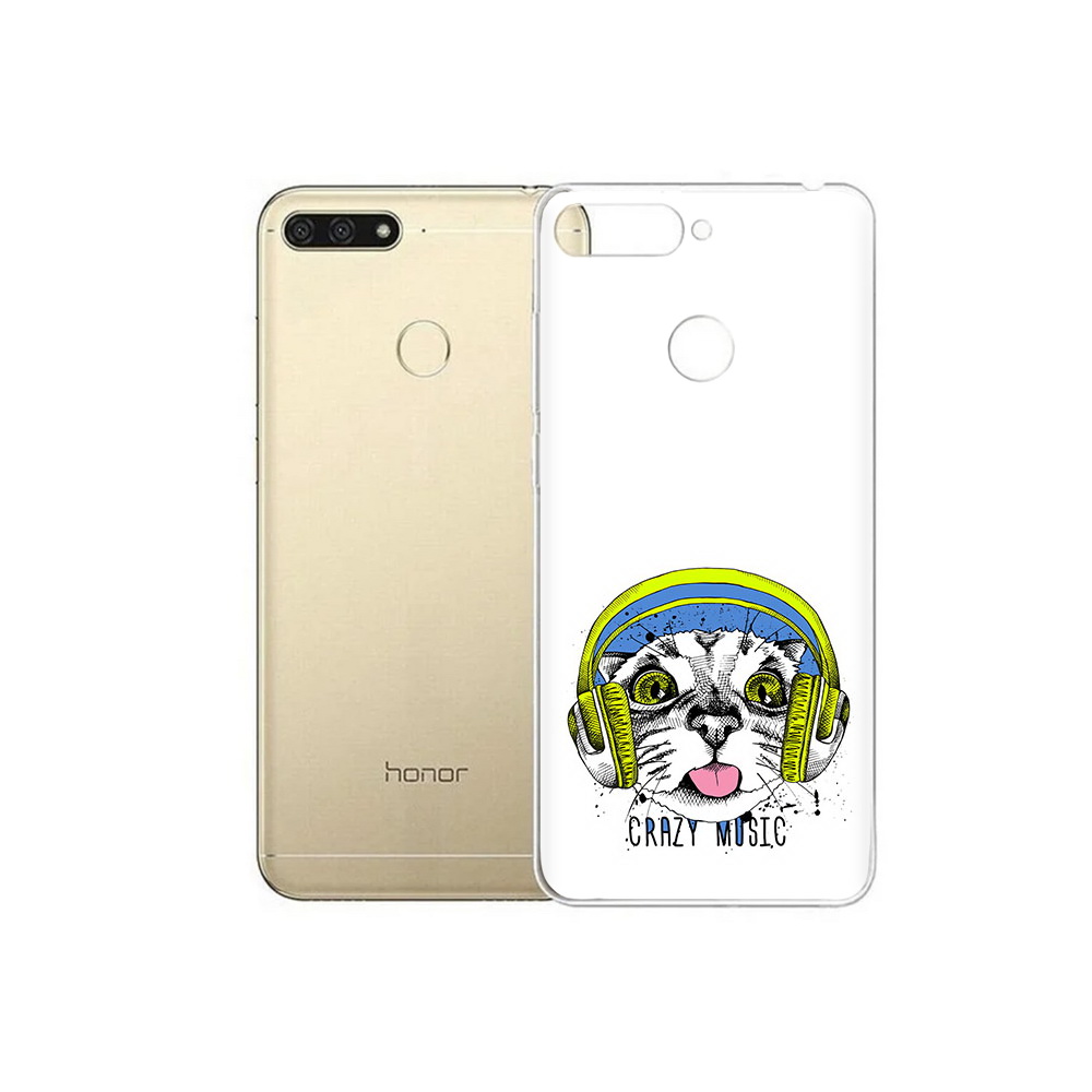 

Чехол MyPads Tocco для Huawei 7C кошка в наушниках рисунок (PT111175.61.403), Прозрачный, Tocco