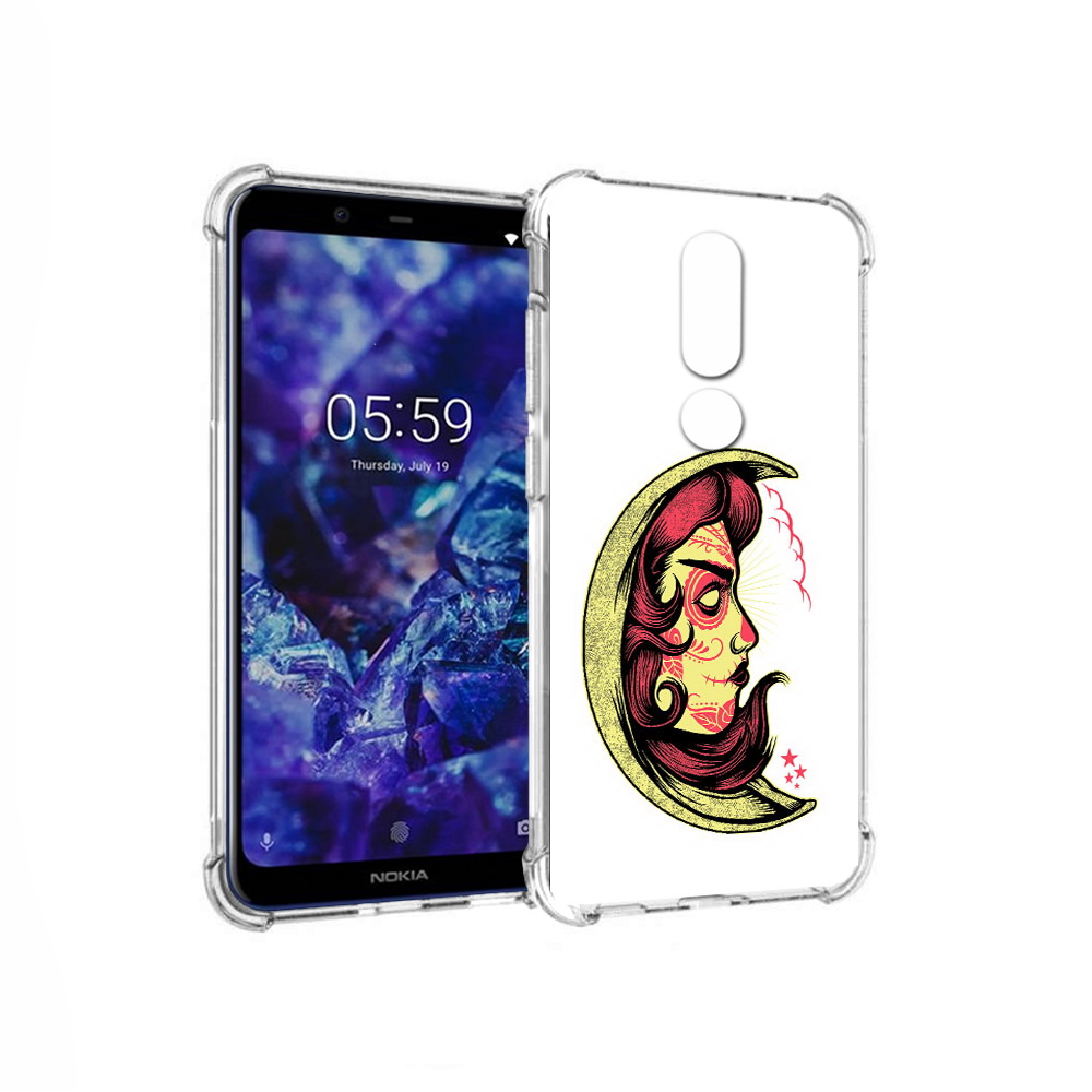 

Чехол MyPads Tocco для Nokia 5.1 Plus желтый полумесяц с лицом девушки (PT119548.120.346), Прозрачный, Tocco