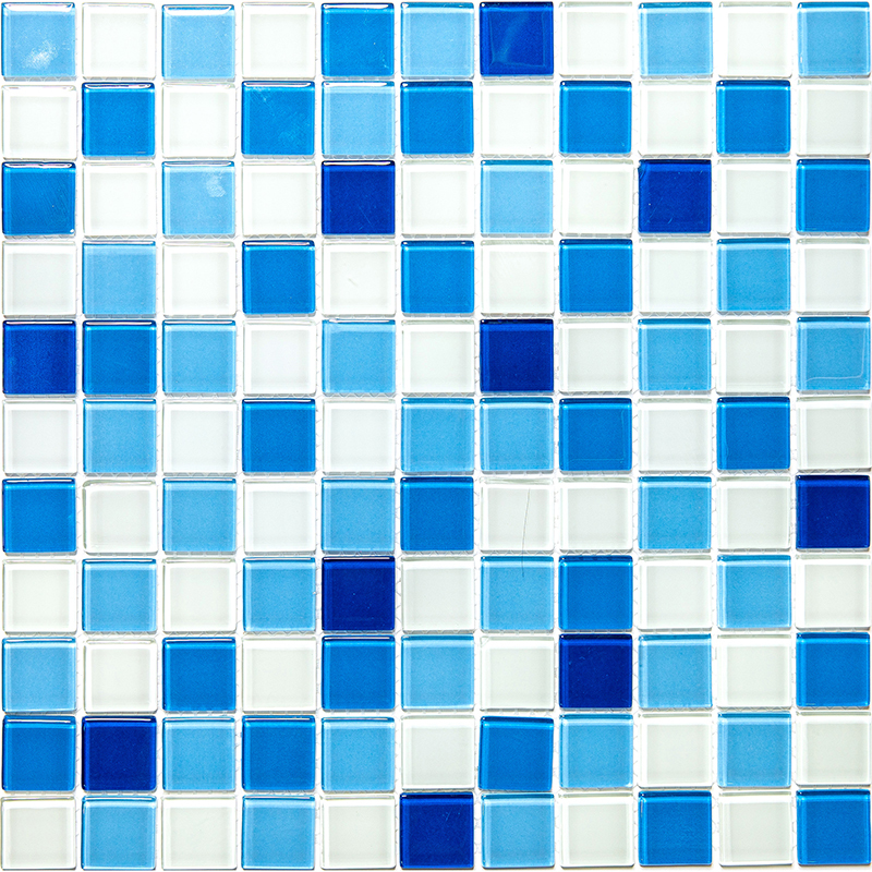 фото Мозаика из стекла natural color palette белый голубой синий cpm-219-6