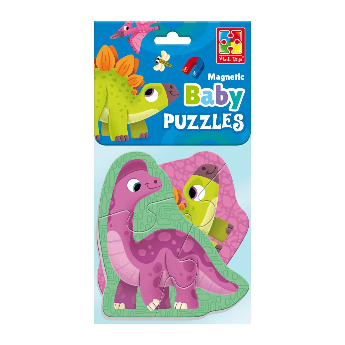Мягкие магнитные Vladi Toys Baby puzzle Динозаврики 2 картинки, 7 эл. VT3208-21 мягкие магнитные пазлы vladi toys baby puzzle слоник и зебрик 2 пазла